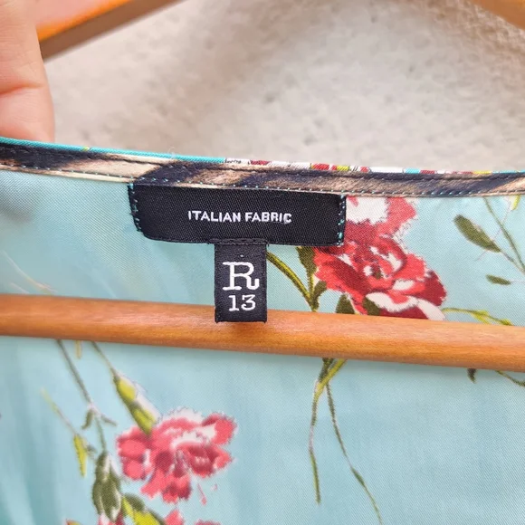 R13Deconstructed Babydoll Mini Dress in Light Blue Floral Size Medium